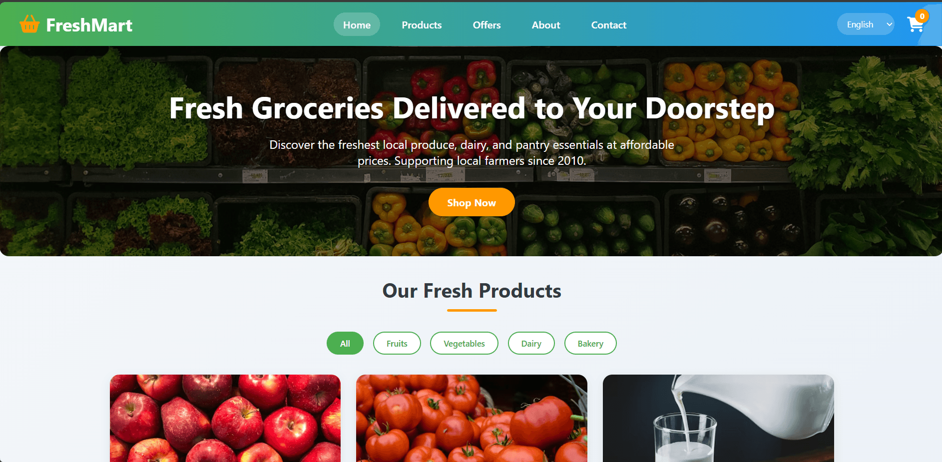 Screenshot of Local Grocery E-Commerce Platform